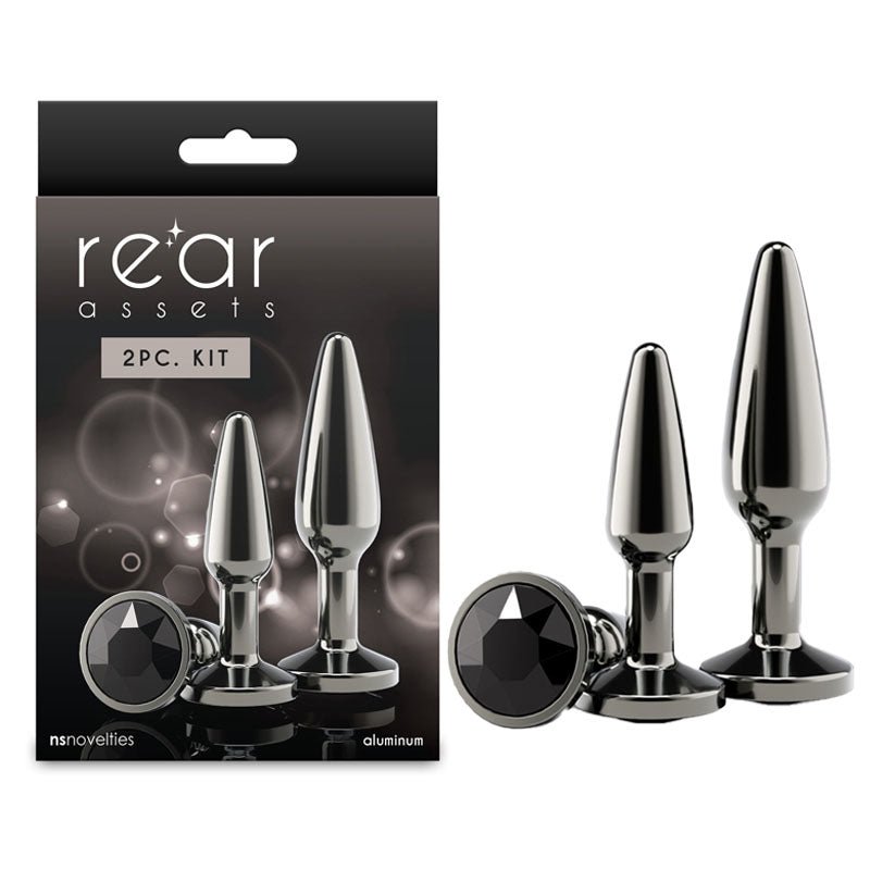 Rear Assets Tapered Trainer Kit - Gunmetal Grey Metal Butt Plugs - Set of 2 Sizes - ANAL TOYS - Mr and Mrs D's