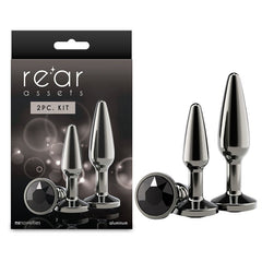 Rear Assets Tapered Trainer Kit - Gunmetal Grey Metal Butt Plugs - Set of 2 Sizes - ANAL TOYS - Mr and Mrs D's