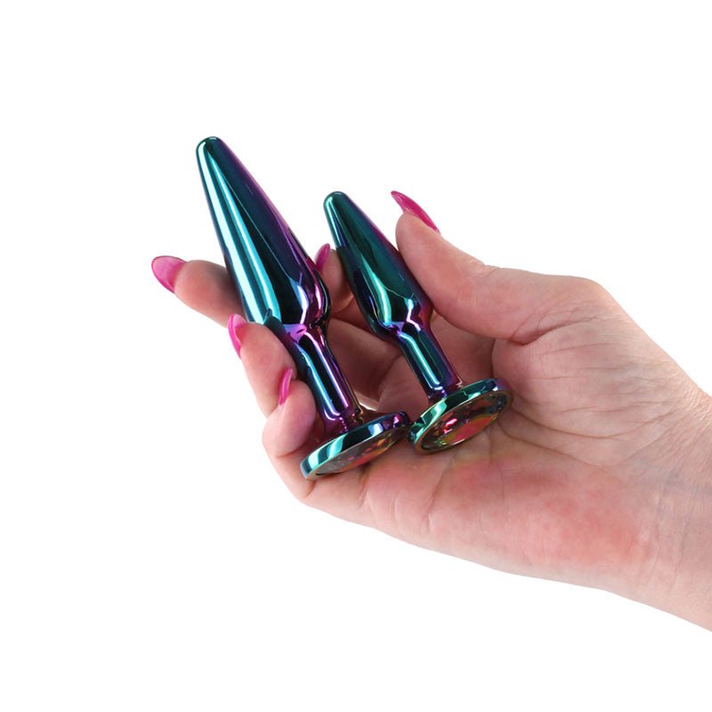 Rear Assets Tapered Trainer Kit - Multicoloured Metal Butt Plugs - Set of 2 Sizes - ANAL TOYS - Mr and Mrs D's