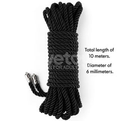 Rebellion Reign Silky Bondage Rope - Black - 10 metre length - BONDAGE - TOYS - Mr and Mrs D's