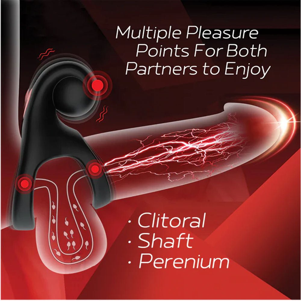 Red Dot Rings - V2 - Black Vibrating Cock & Ball Ring with Remote - COCK RINGS - Mr and Mrs D's