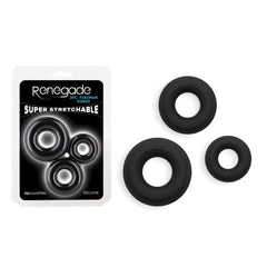 Renegade 3pc Fireman Rings - Black - Black Cock Rings - Set of 3 Sizes - Mr and Mrs D's
