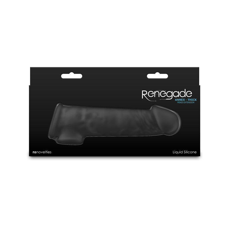 Renegade Annex - Thick - Black - Black 18.6 cm Penis Extender Sleeve - Mr and Mrs D's