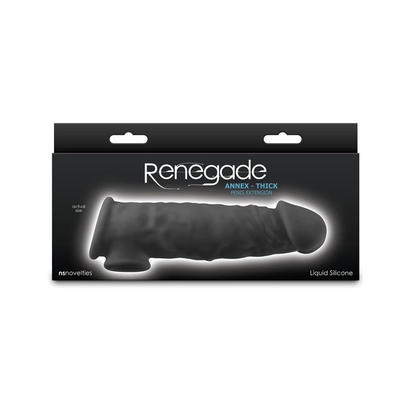 Renegade Annex - Thick - Black - Black 18.6 cm Penis Extender Sleeve - Mr and Mrs D's