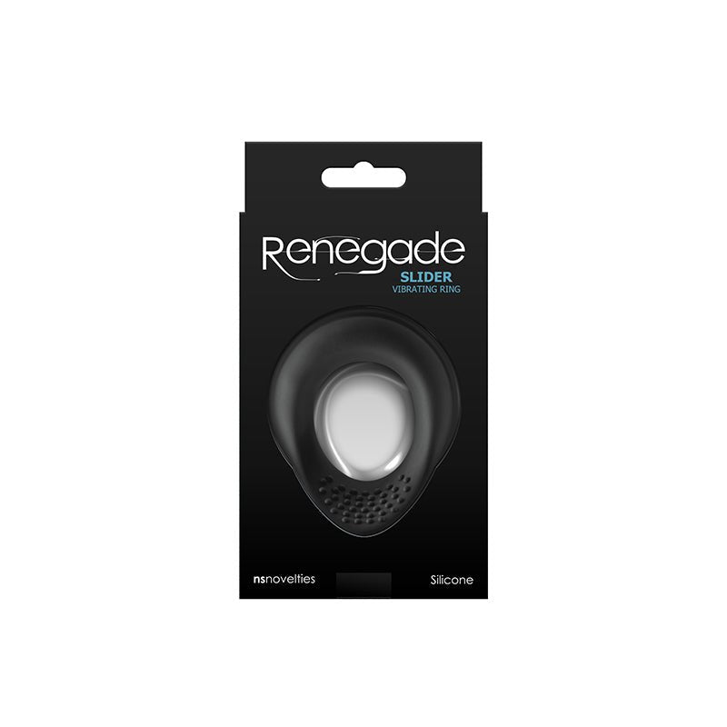 Renegade Slider - Black - Black USB Rechargeable Vibrating Cock Ring - COCK RINGS - Mr and Mrs D's