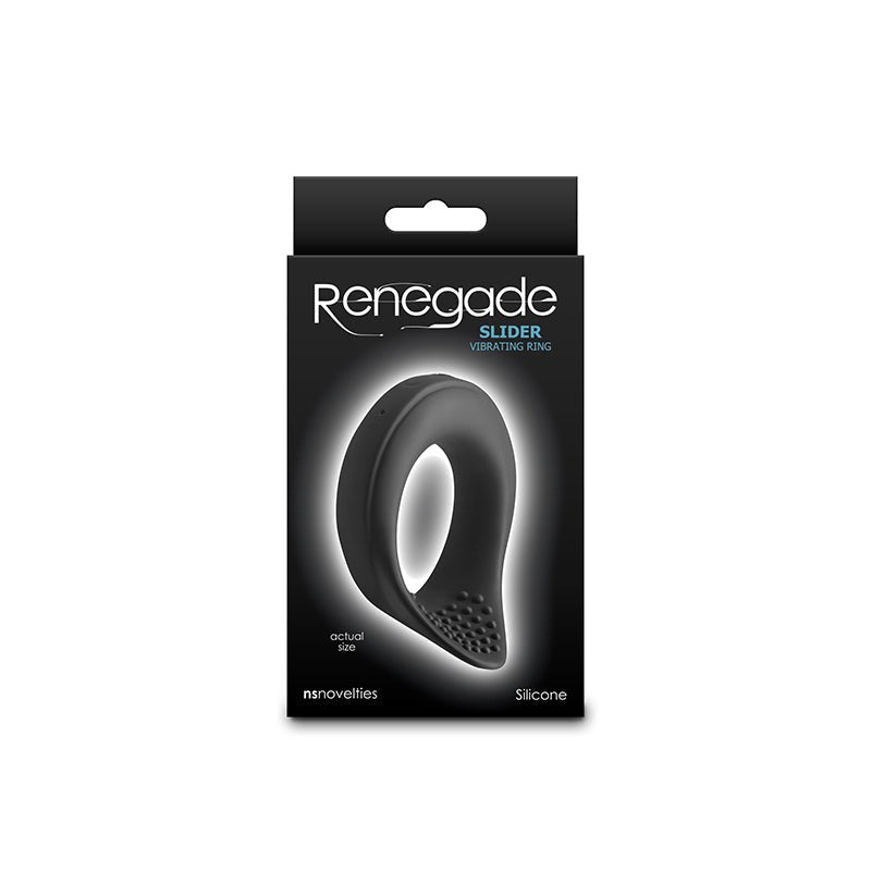 Renegade Slider - Black - Black USB Rechargeable Vibrating Cock Ring - COCK RINGS - Mr and Mrs D's