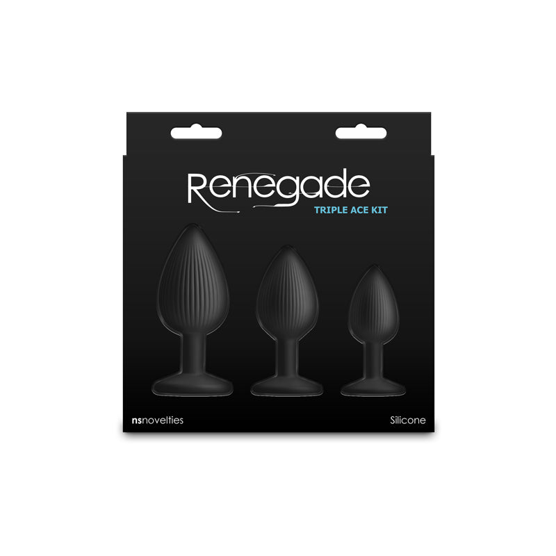 Renegade Triple Ace Kit - Black - Black Butt Plugs - Set of 3 Sizes - Mr and Mrs D's