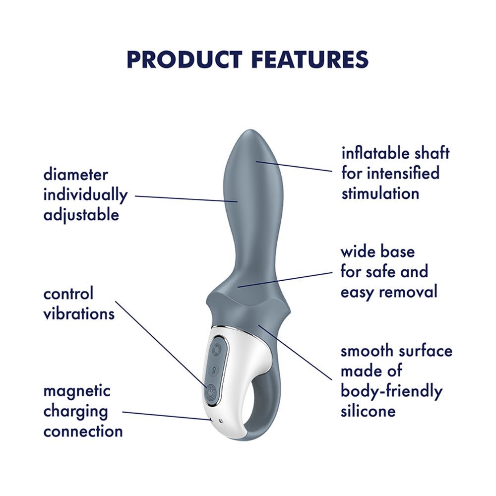 Satisfyer Air Pump Booty 1 - Grey USB Rechargeable Inflatable Anal Vibrator - ANAL TOYS - PREMIUM - Mr and Mrs D's