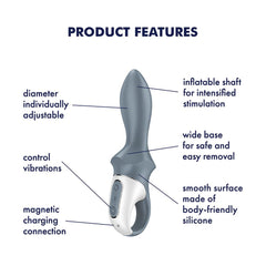 Satisfyer Air Pump Booty 1 - Grey USB Rechargeable Inflatable Anal Vibrator - ANAL TOYS - PREMIUM - Mr and Mrs D's