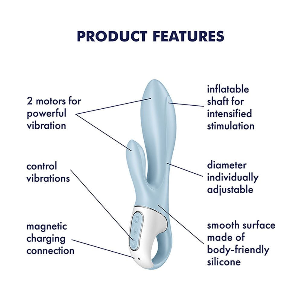 Satisfyer Air Pump Bunny 1 - Blue USB Rechargeable Inflatable Rabbit Vibrator - VIBRATORS - PREMIUM - Mr and Mrs D's