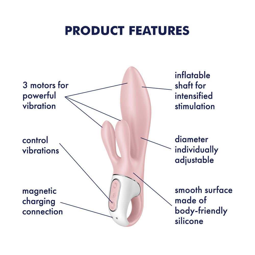 Satisfyer Air Pump Bunny 3 - Pink USB Rechargeable Inflatable Rabbit Vibrator - VIBRATORS - PREMIUM - Mr and Mrs D's