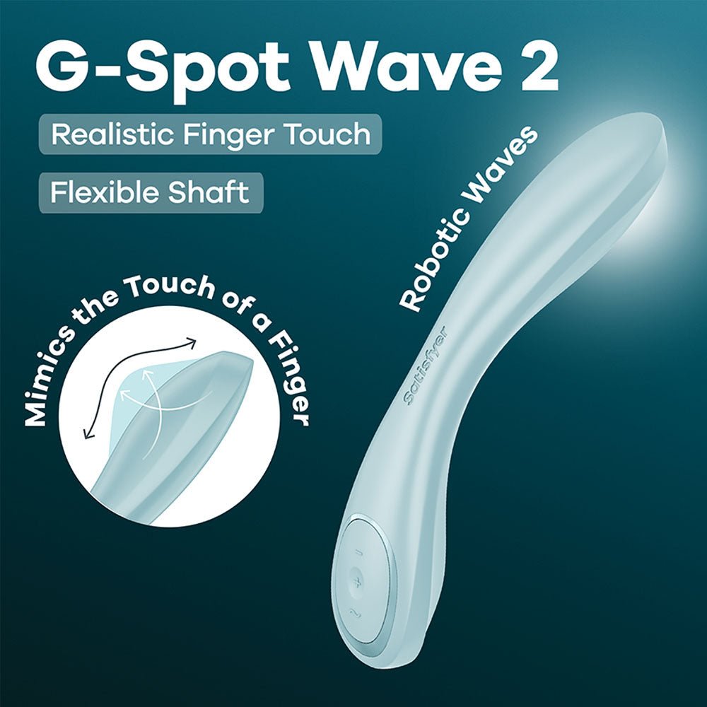 Satisfyer G - Spot Wave 2 Flicking Tip Vibrator - Ice Blue 23.6 cm USB Rechargeable - VIBRATORS - PREMIUM - Mr and Mrs D's