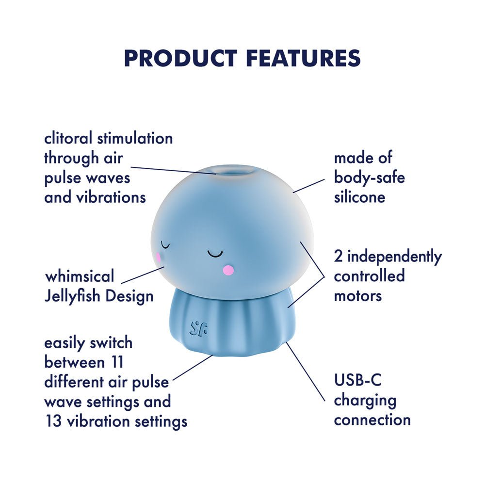 Satisfyer Jelly - cious - Blue USB Rechargeable Air Pulse Stimulator - AIR PULSATION - Mr and Mrs D's