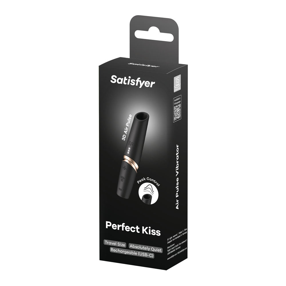 Satisfyer Perfect Kiss - Air Pulse Stimulator Vibrator Black - AIR PULSATION - PREMIUM - Mr and Mrs D's