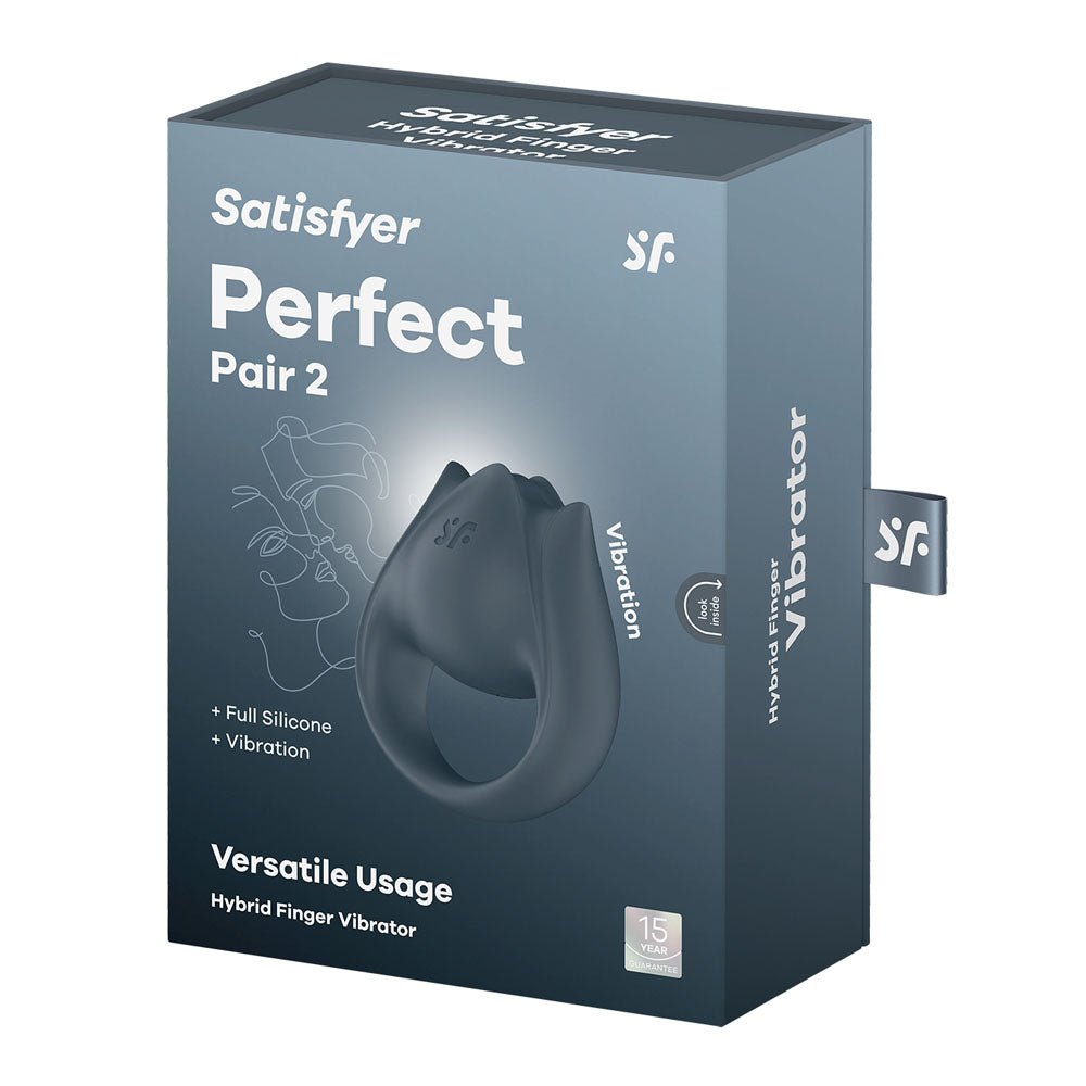 Satisfyer Perfect Pair 2 - Grey USB Rechargeable Vibrating Couples Ring Finger Vibrator - COCK RINGS - PREMIUM - Mr and Mrs D's