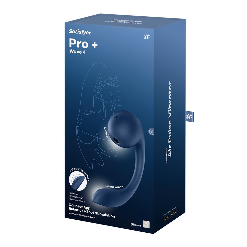 Satisfyer Pro+ Wave 4 - Blue USB Rechargeable Vibrator with Air Pulse Stimulation and App Control - AIR PULSATION - PREMIUM - Mr and Mrs D's