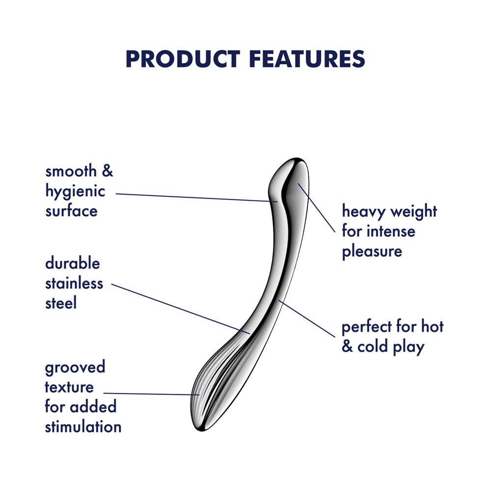 Satisfyer Pure Gravity 1 - Chrome Steel 22 cm Dildo - Mr and Mrs D's
