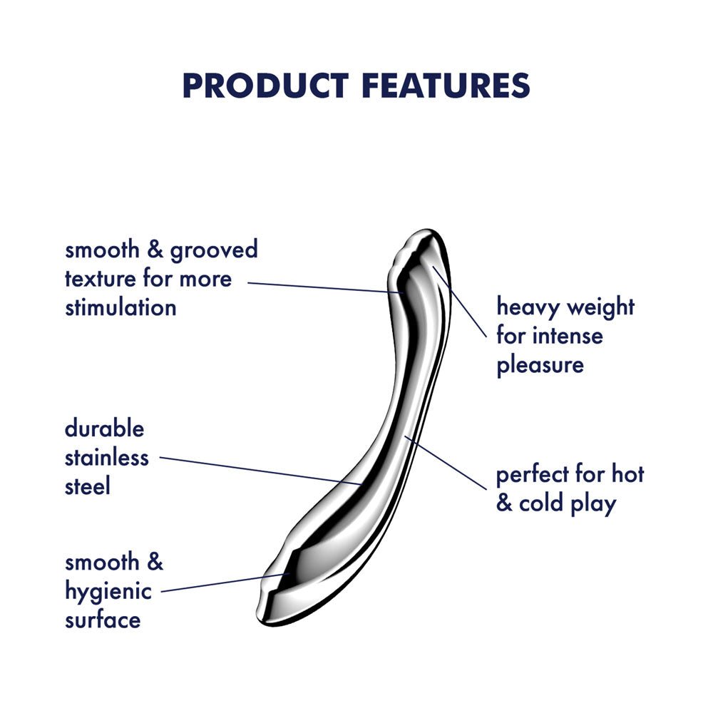 Satisfyer Pure Gravity 2 - Chrome Steel 21 cm Dildo - Mr and Mrs D's