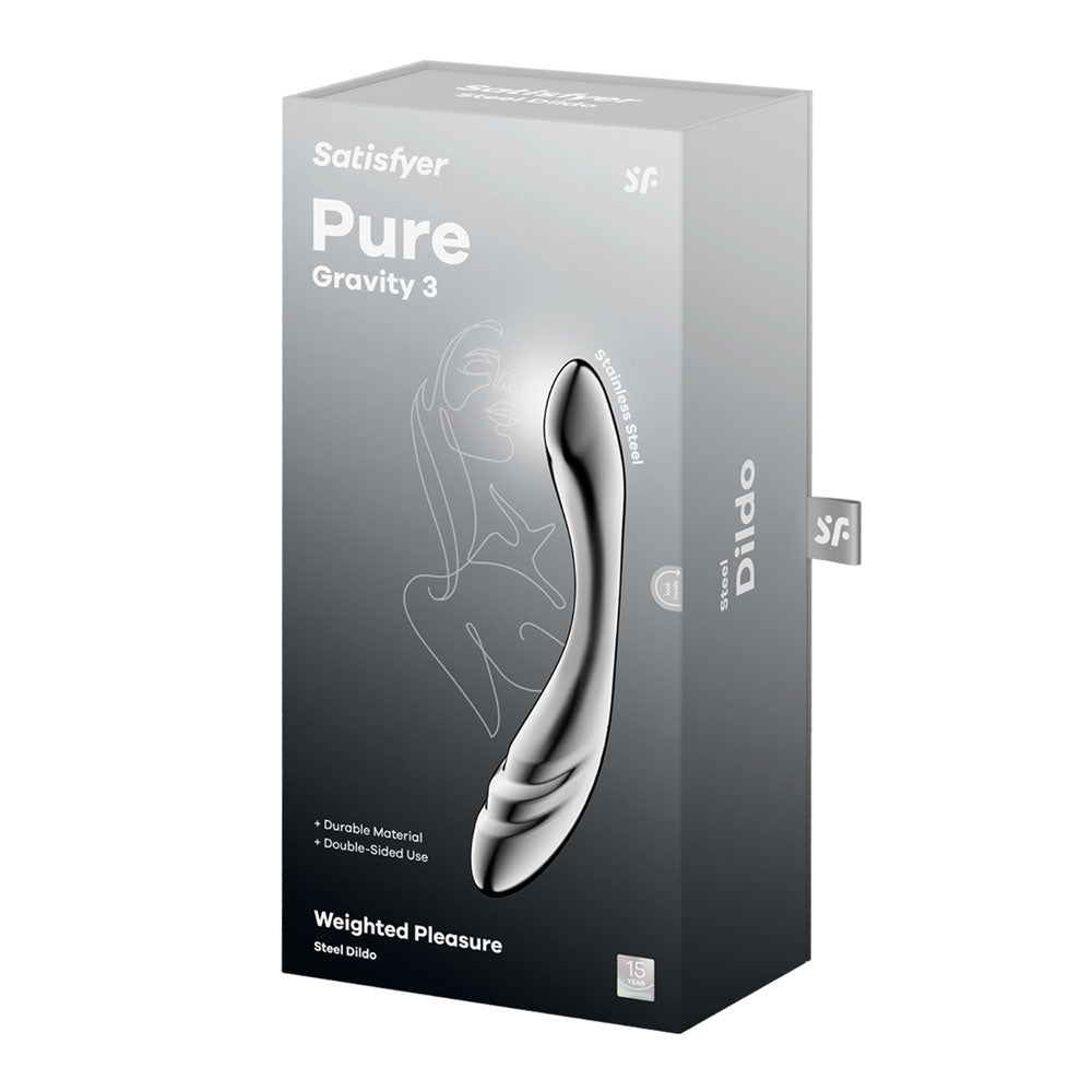 Satisfyer Pure Gravity 3 - Chrome Steel 21 cm Dildo - Mr and Mrs D's