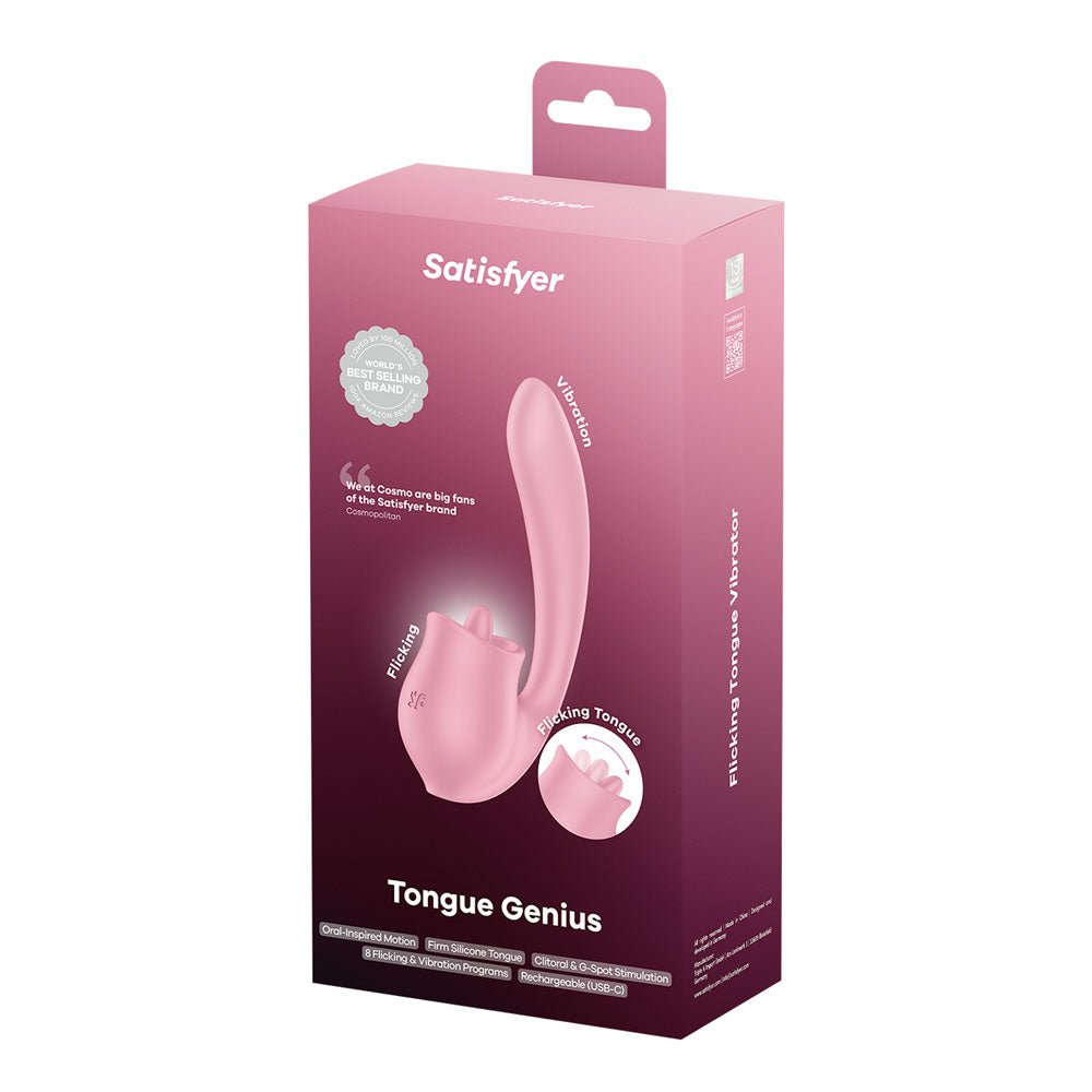 Satisfyer Tongue Genius - Pink USB Rechargeable Vibrator with Flicking Clit Stimulator - VIBRATORS - PREMIUM - Mr and Mrs D's