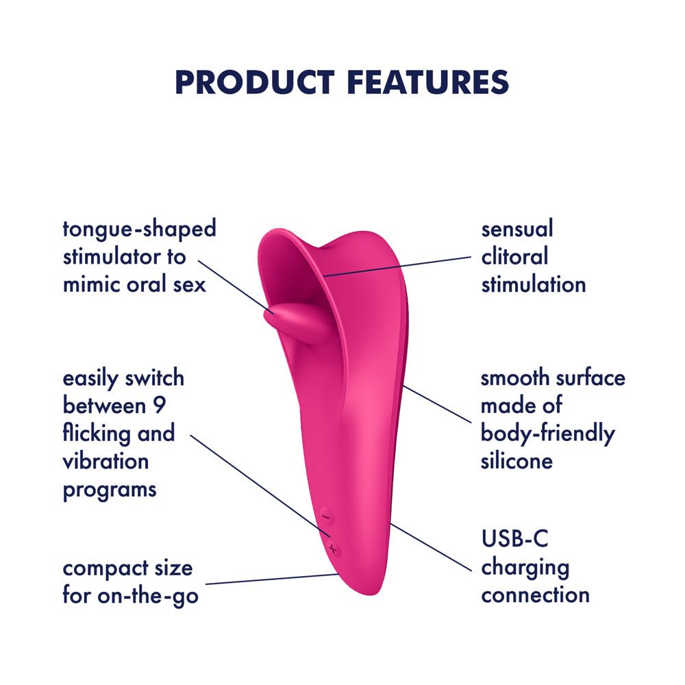 Satisfyer Tongue Master - Pink 14.4 cm USB Rechargeable Flicking Clitoral Stimulator - STIMULATORS - PREMIUM - Mr and Mrs D's