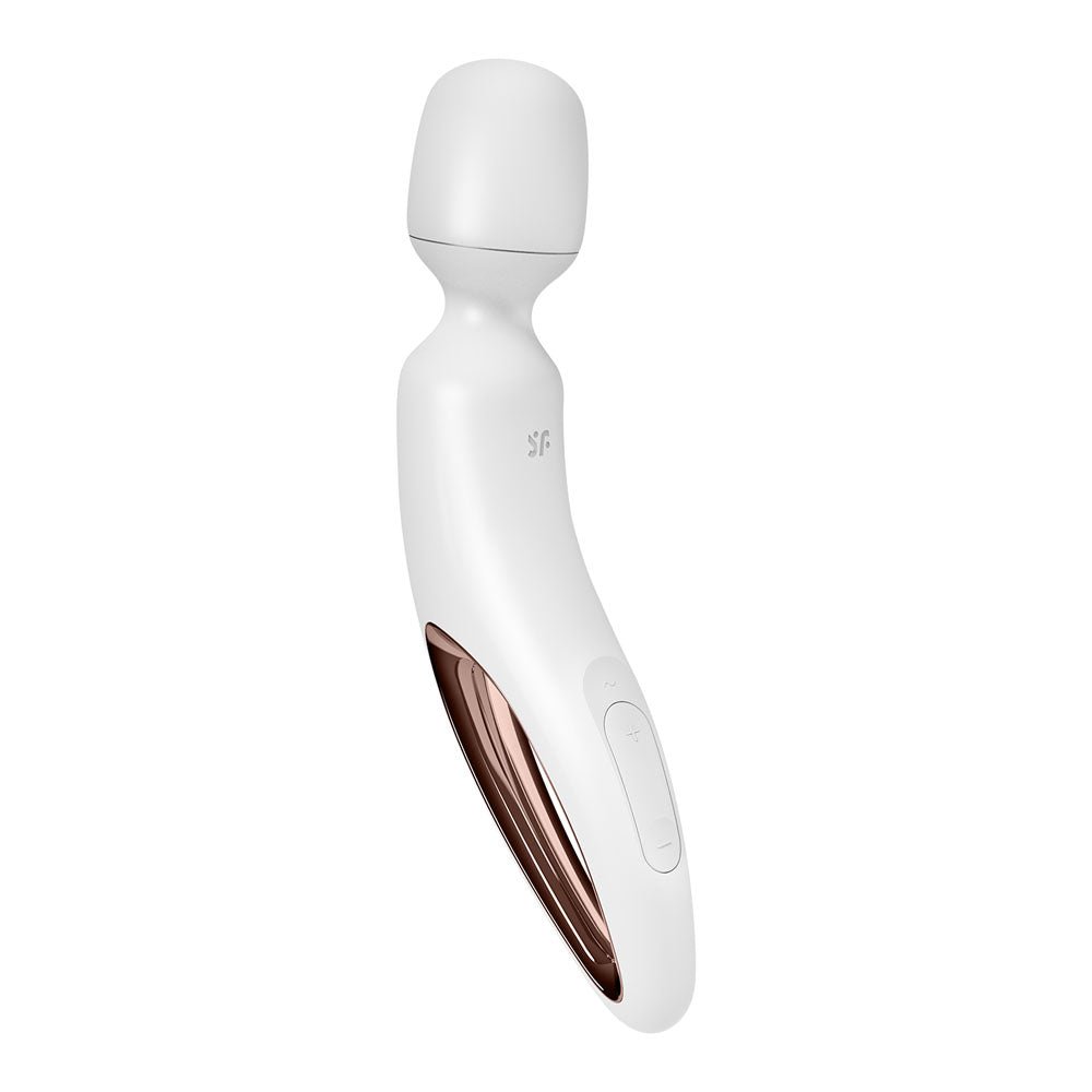 Satisfyer Wand - erland - White - White/Rose Gold USB Rechargeable Massage Wand - Mr and Mrs D's