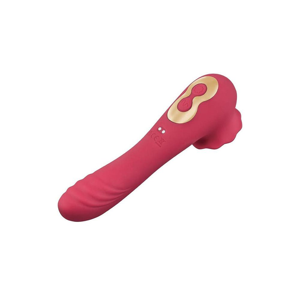 Secret Kisses ROSEGASM ROSE QUAKE - Red 18.8 cm USB Rechargeable Dual Ended Tapping Vibrator - VIBRATORS - Mr and Mrs D's