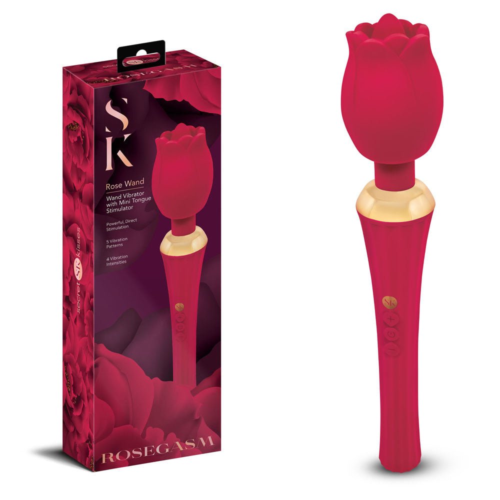 Secret Kisses Rosegasm Rose Wand Vibrator - Mr and Mrs D's