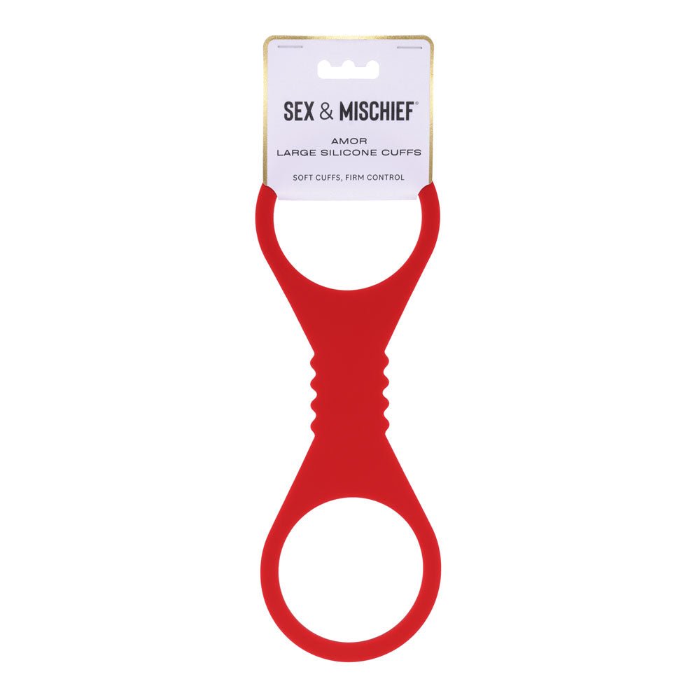 Sex & Mischief Amor Large Silicone Cuffs - Red Large Restraints - BONDAGE - TOYS - Mr and Mrs D's