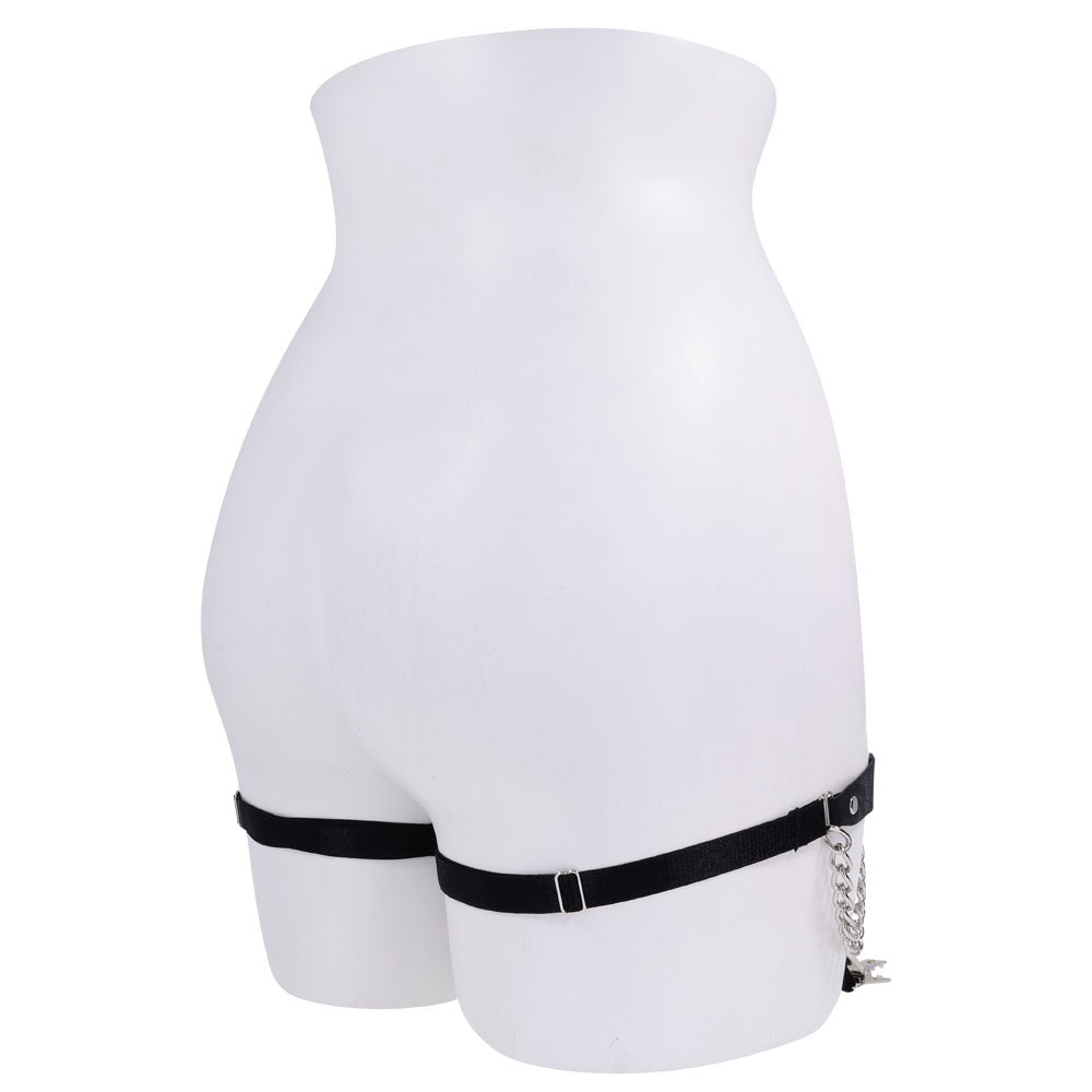 Sex & Mischief Chain Lace Garters - Black/Metal Garters - BONDAGE - TOYS - Mr and Mrs D's