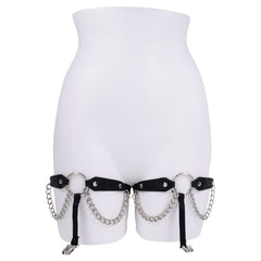 Sex & Mischief Chain Lace Garters - Black/Metal Garters - BONDAGE - TOYS - Mr and Mrs D's