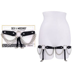 Sex & Mischief Chain Lace Garters - Black/Metal Garters - BONDAGE - TOYS - Mr and Mrs D's