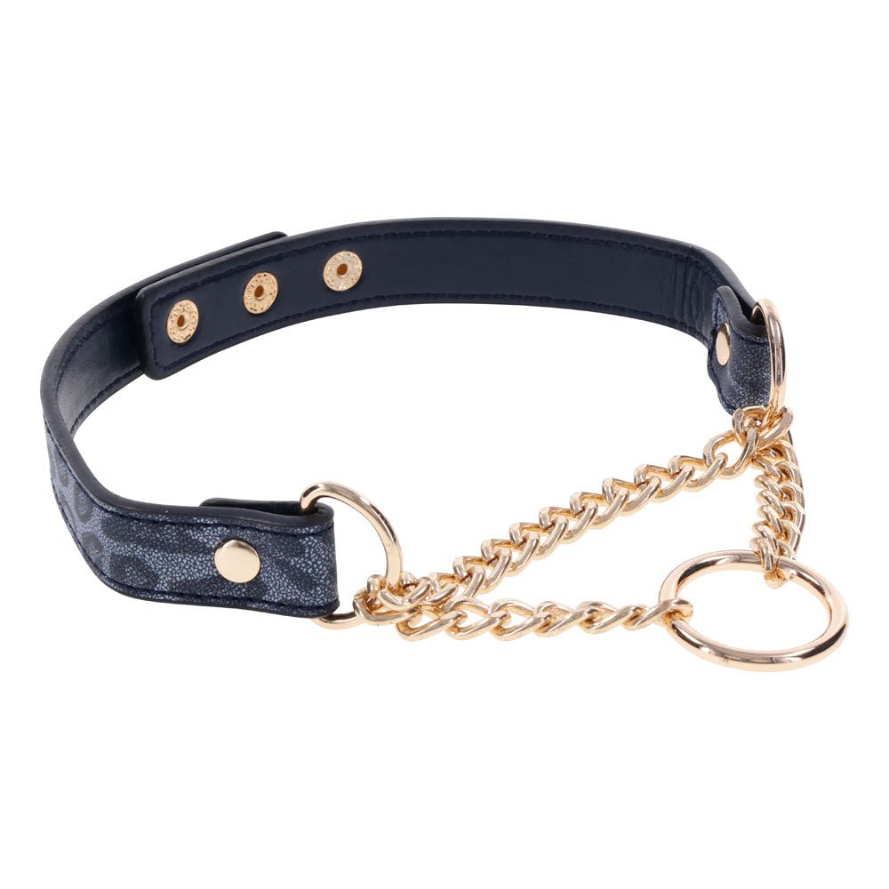 Sex & Mischief Cougar Day Collar - Navy Blue/Gold Collar - BONDAGE - TOYS - Mr and Mrs D's