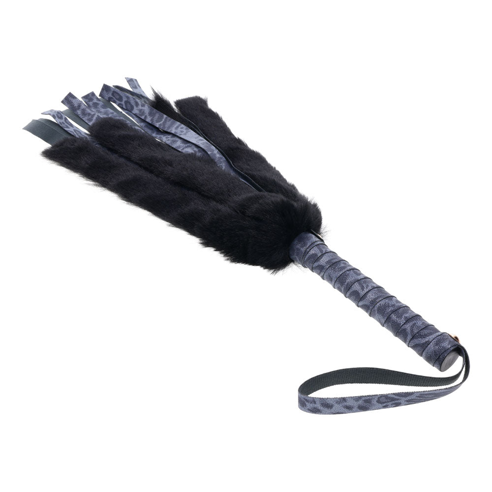 Sex & Mischief Cougar Faux Fur Flogger - Navy Blue/Black Furry Flogger Whip - BONDAGE - TOYS - Mr and Mrs D's