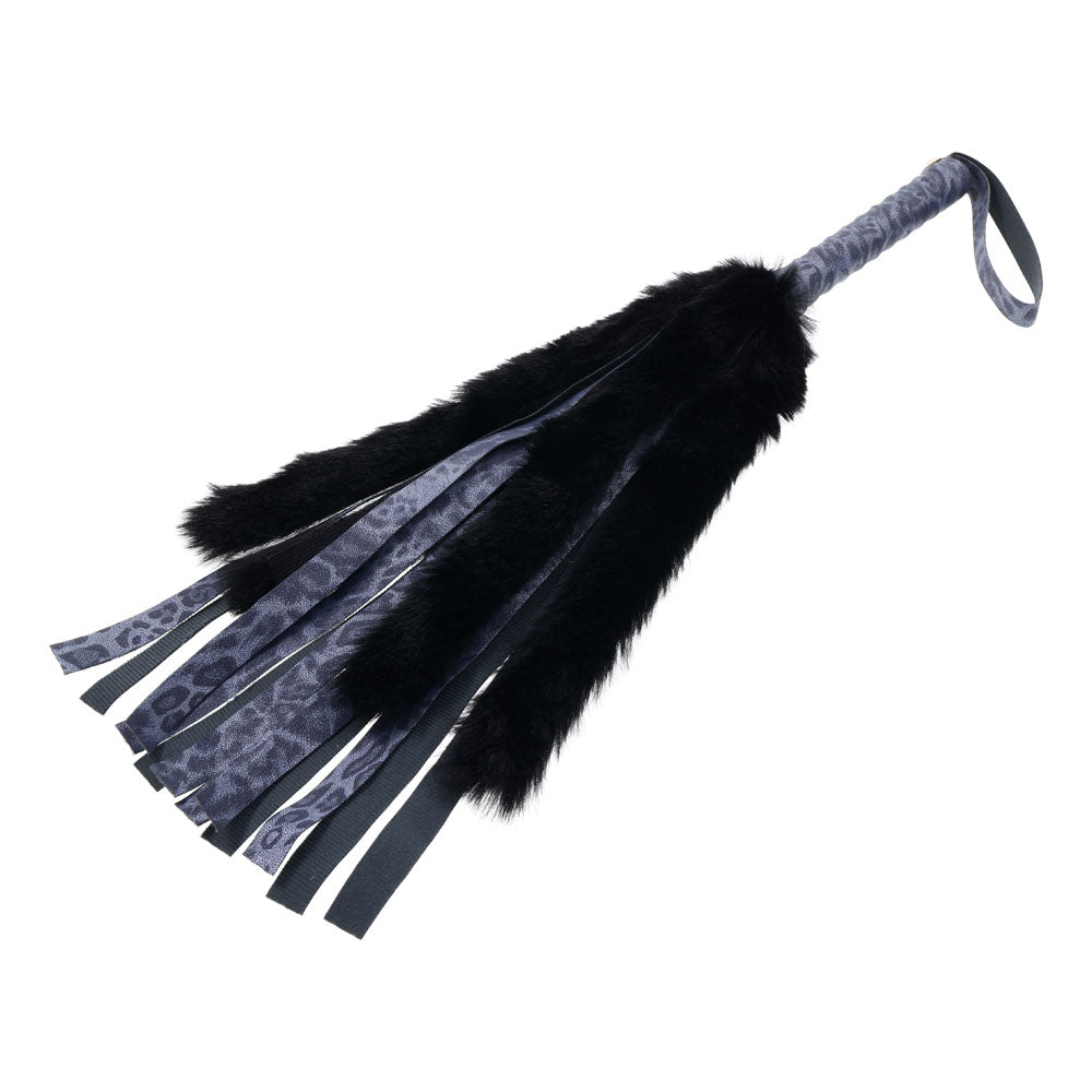 Sex & Mischief Cougar Faux Fur Flogger - Navy Blue/Black Furry Flogger Whip - BONDAGE - TOYS - Mr and Mrs D's