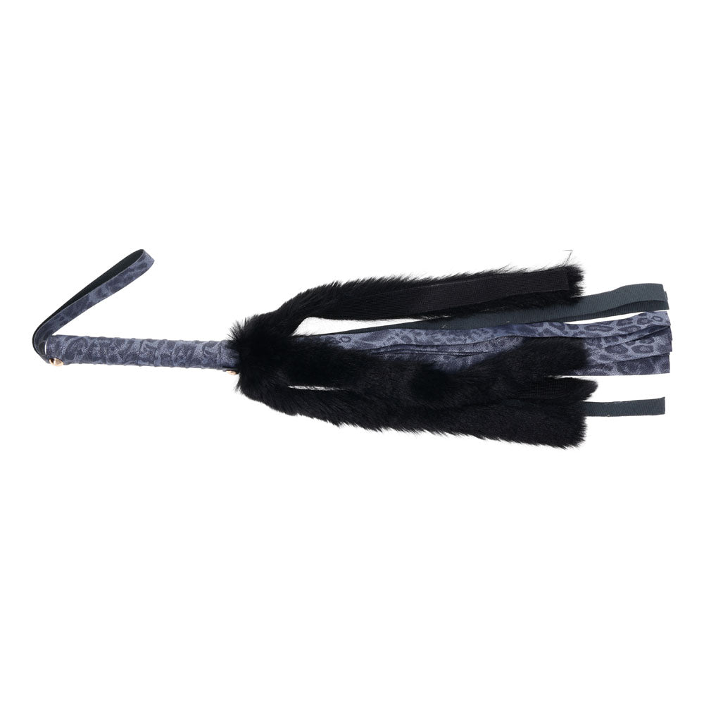 Sex & Mischief Cougar Faux Fur Flogger - Navy Blue/Black Furry Flogger Whip - BONDAGE - TOYS - Mr and Mrs D's