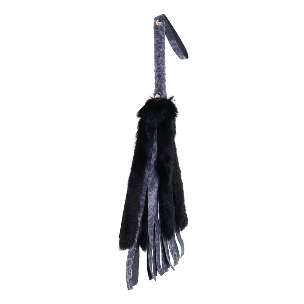 Sex & Mischief Cougar Faux Fur Flogger - Navy Blue/Black Furry Flogger Whip - BONDAGE - TOYS - Mr and Mrs D's