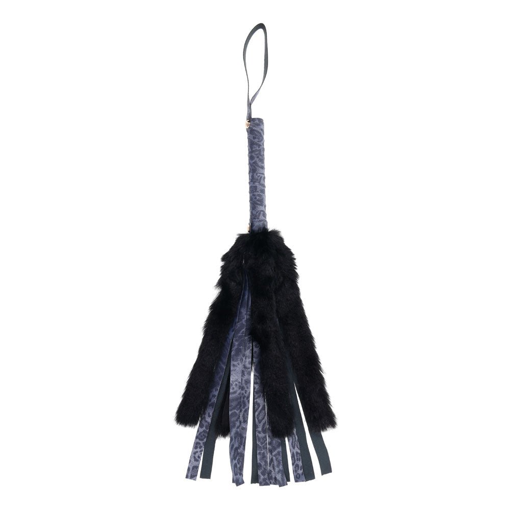 Sex & Mischief Cougar Faux Fur Flogger - Navy Blue/Black Furry Flogger Whip - BONDAGE - TOYS - Mr and Mrs D's