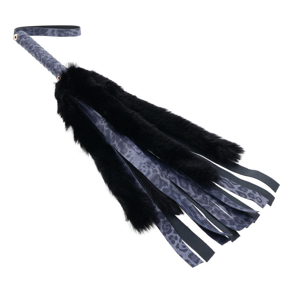 Sex & Mischief Cougar Faux Fur Flogger - Navy Blue/Black Furry Flogger Whip - BONDAGE - TOYS - Mr and Mrs D's