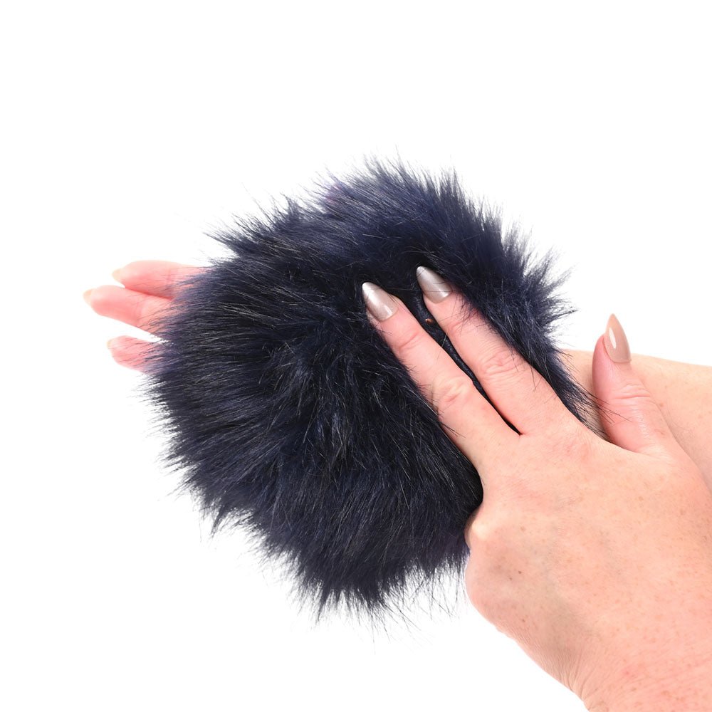 Sex & Mischief Cougar Spiked Sensory Glove - Navy Blue Furry Glove with Metal Spikes - BONDAGE - TOYS - Mr and Mrs D's