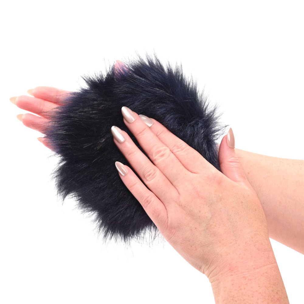 Sex & Mischief Cougar Spiked Sensory Glove - Navy Blue Furry Glove with Metal Spikes - BONDAGE - TOYS - Mr and Mrs D's