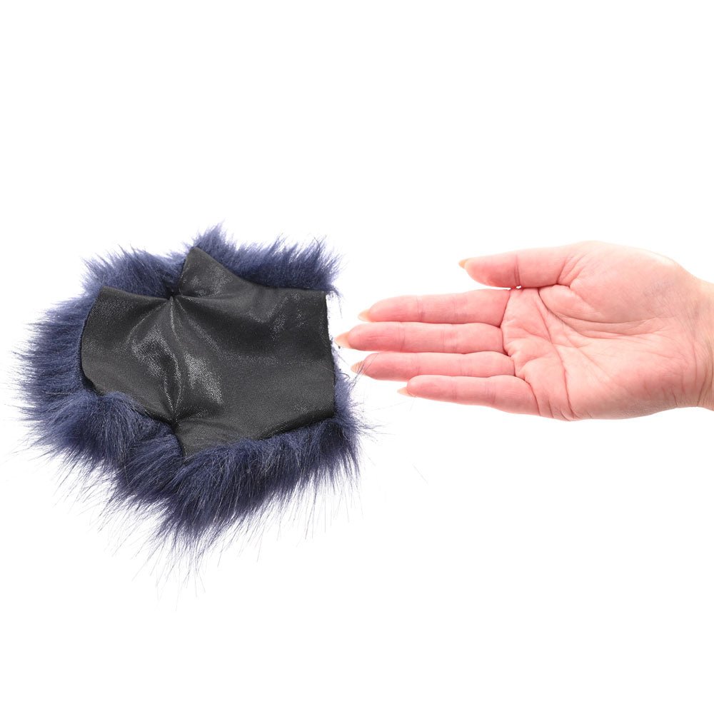 Sex & Mischief Cougar Spiked Sensory Glove - Navy Blue Furry Glove with Metal Spikes - BONDAGE - TOYS - Mr and Mrs D's