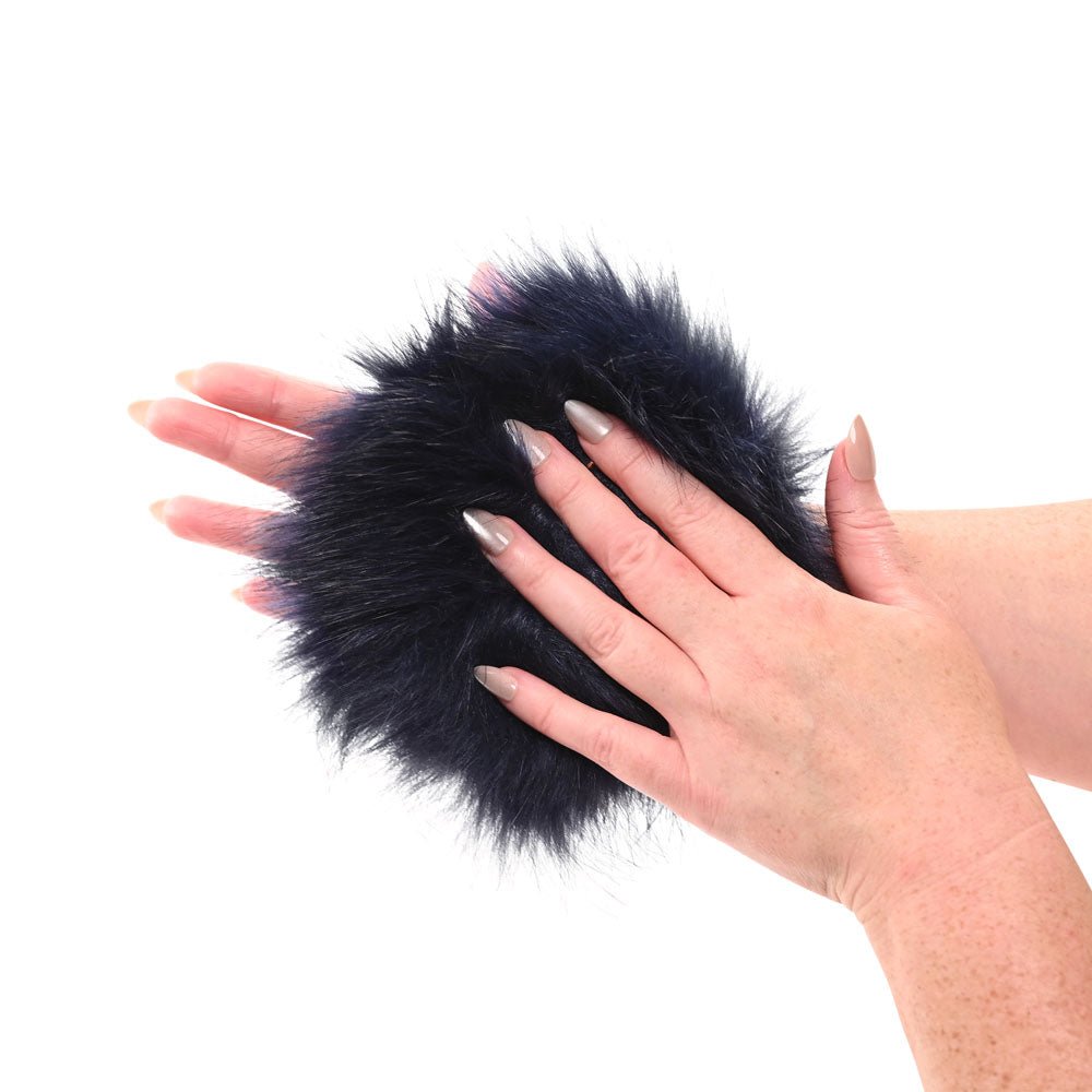 Sex & Mischief Cougar Spiked Sensory Glove - Navy Blue Furry Glove with Metal Spikes - BONDAGE - TOYS - Mr and Mrs D's