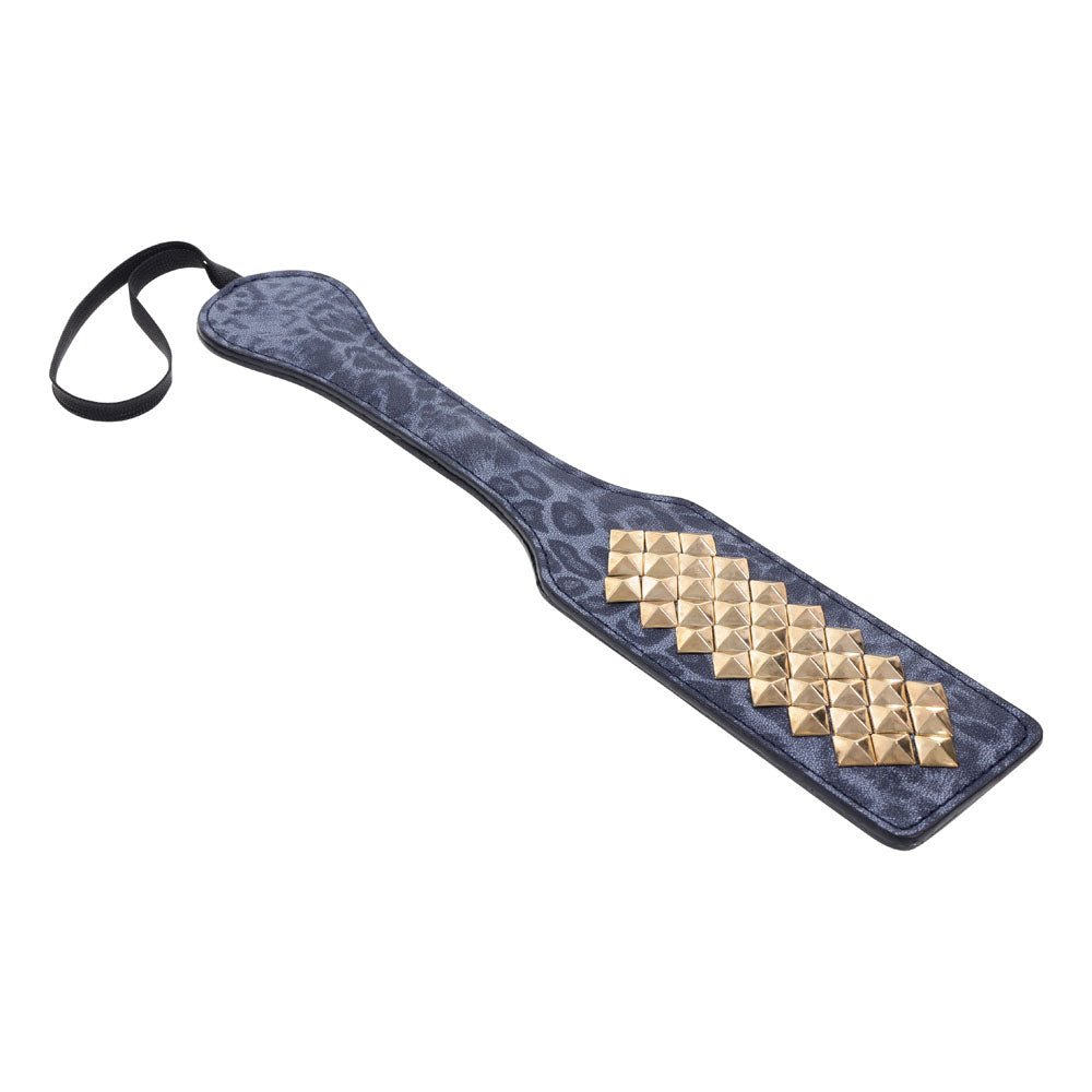 Sex & Mischief Cougar Studded Paddle - Navy Blue Paddle with Gold Studs - BONDAGE - TOYS - Mr and Mrs D's