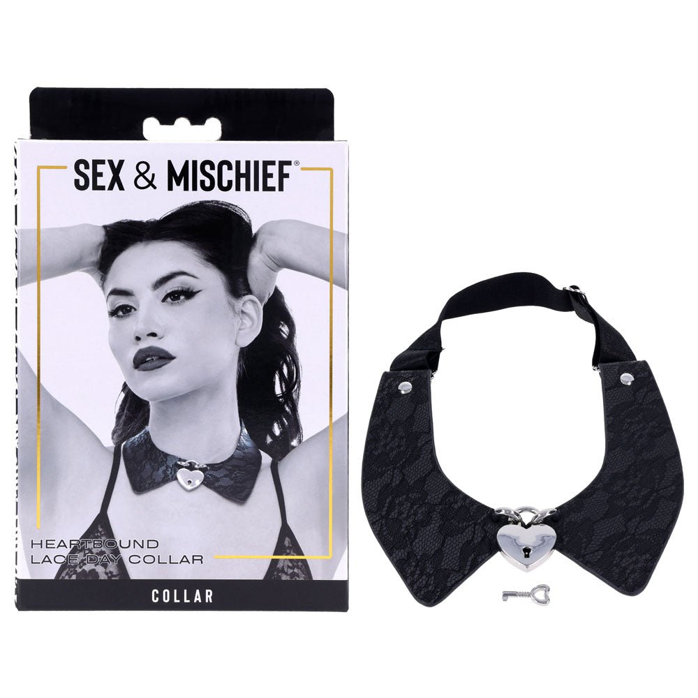 Sex & Mischief Heartbound Lace Day Collar - Black Submission Collar - BONDAGE - TOYS - Mr and Mrs D's