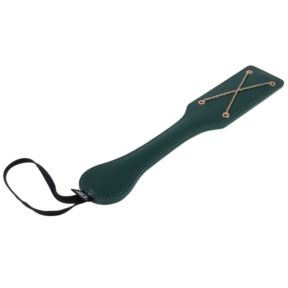 Sex & Mischief Indica Chain Impressions Paddle - Green/Gold Spanking Paddle - BONDAGE - TOYS - Mr and Mrs D's