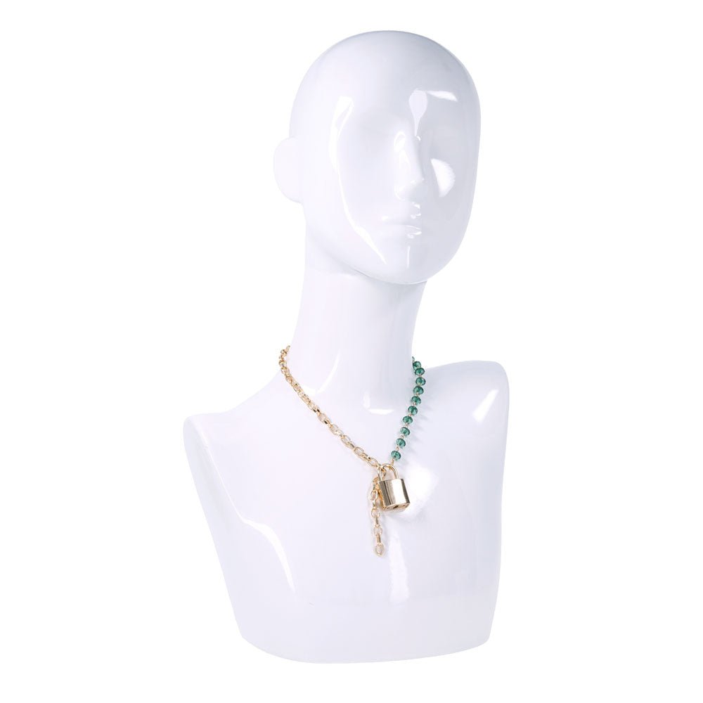 Sex & Mischief Indica Crystal Day Collar - Gold/Emerald Lockable Collar - BONDAGE - TOYS - Mr and Mrs D's