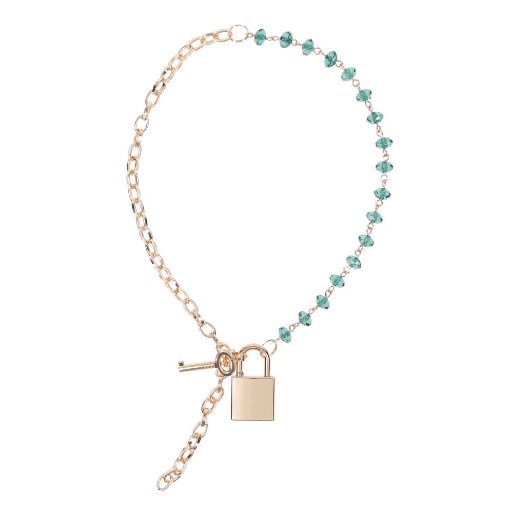 Sex & Mischief Indica Crystal Day Collar - Gold/Emerald Lockable Collar - BONDAGE - TOYS - Mr and Mrs D's