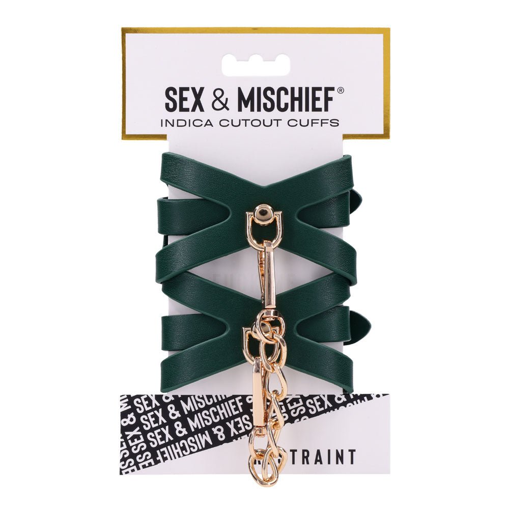 Sex & Mischief Indica Cutout Cuffs - Green/Gold Restraints - BONDAGE - TOYS - Mr and Mrs D's