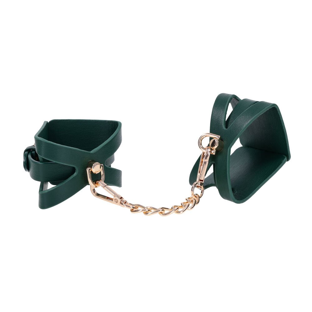 Sex & Mischief Indica Cutout Cuffs - Green/Gold Restraints - BONDAGE - TOYS - Mr and Mrs D's